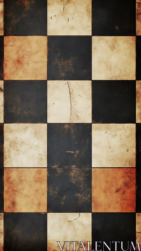 Timeworn checkerboard tiles whispering faded stories.