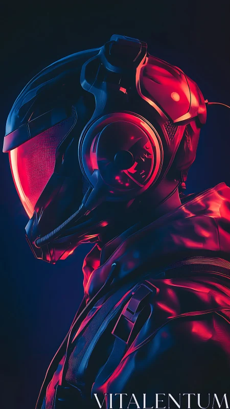 Neon-slick spacefarer listens to the pulse of deep cosmos