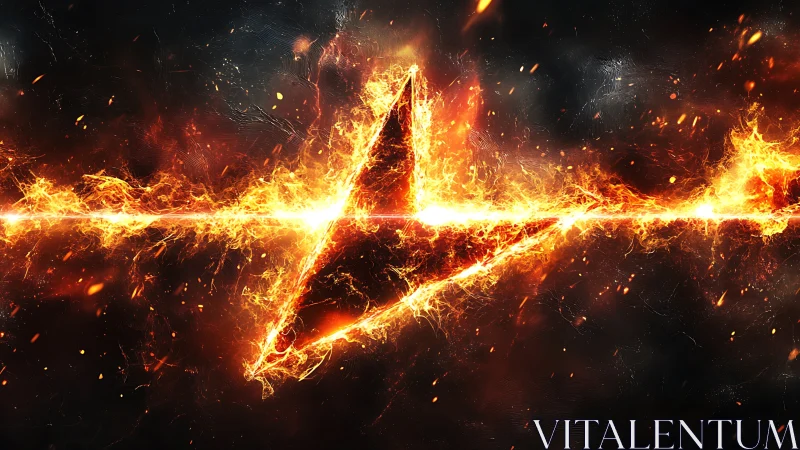 Fiery Cross Symbol Blazing in Intense Flames.