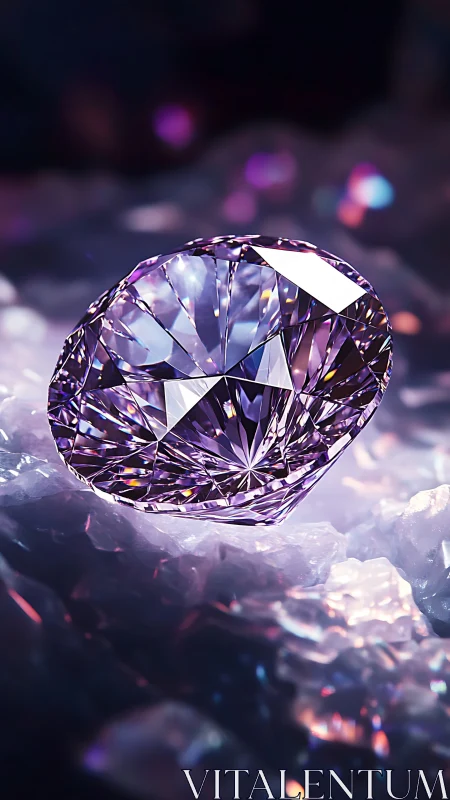 Amethyst-cut gemstone rendered with high-specular photorealism