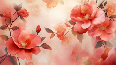 Soft Blossoms Dancing in Coral Dreams.