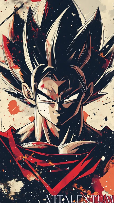 Stylized anime warrior portrait with dynamic splatter background.