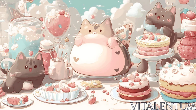 Kawaii Cat Celebration Tea Party Feast.