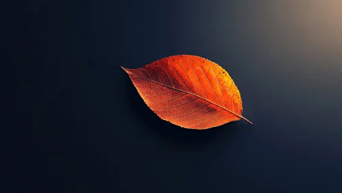 Solitary ember leaf drifts like quiet fire across night