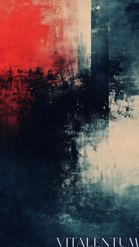 Red horizon collides with midnight tide in abstract hush.