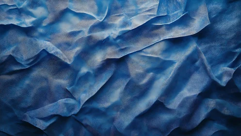 Undulating blue fabric surface with fine linear texture detail.