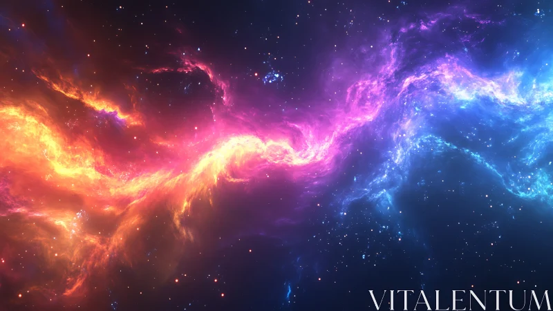 Stellar currents of neon nebulae across deep space.