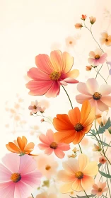 Cosmos Flowers Gradient Study in Warm Tones.