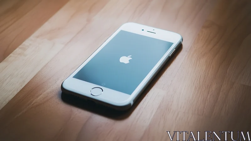 White iPhone 5s on Natural Wood Surface with Illuminated Display