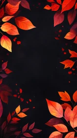 Autumn foliage glows around dark minimal background space.