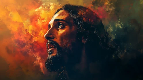 Stormlit gaze carves hope through blazing clouds of dusk