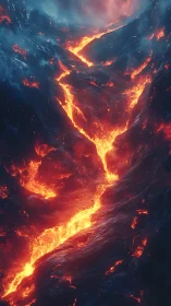 Incandescent Lava Channels Through Volcanic Terrain with Radiative Heat Gradients