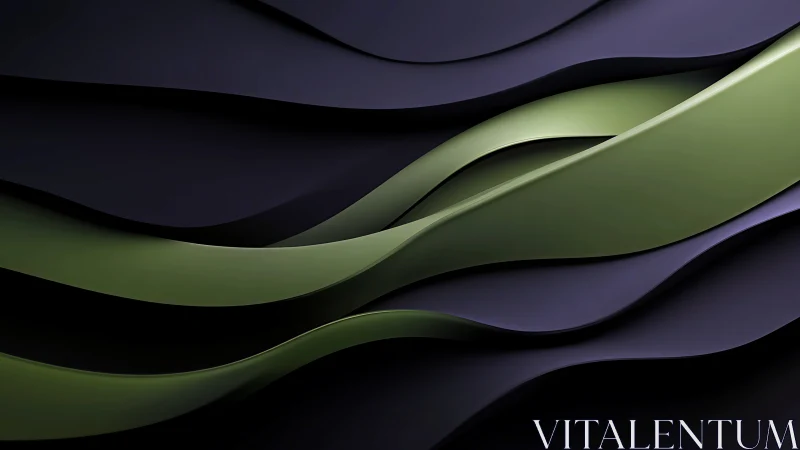 Velvet green ribbons carve waves through midnight shadows.