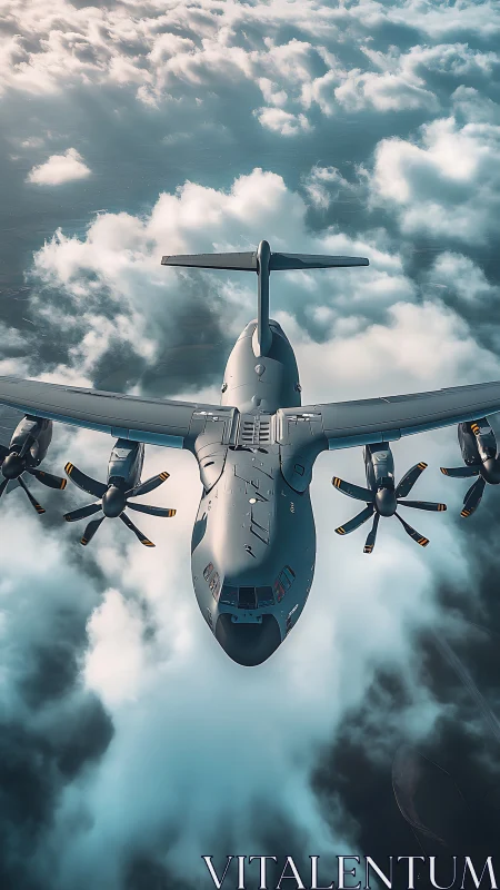 Cloud-slicing titan glides through a frozen river of sky