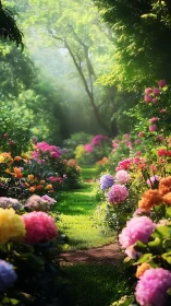 Hydrangea Wonderland: A Chromatic Garden Corridor.