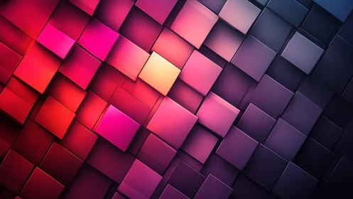 Colorful 3D Abstract Cubes with Gradient Light Effects.