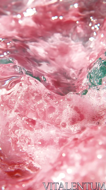Shimmering pink waves swirl in a playful, fizzy rush