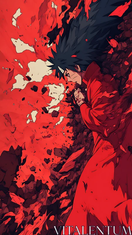 Crimson shockwave cradles the fallen warrior in mid-impact