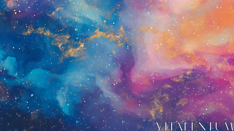 Nebular color field renders luminous galactic dust clouds