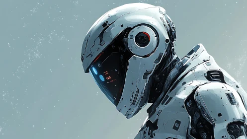 Starborn sentry bows in quiet orbit over pale horizons.