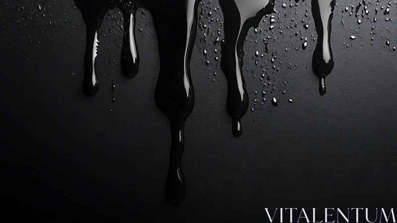 Glossy black paint drips bringing sleek drama to darkness.