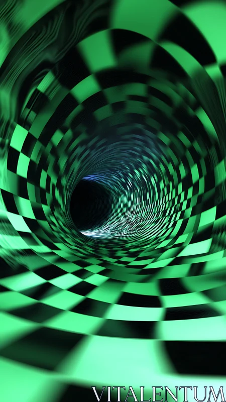 3D checkerboard vortex tunnel with dynamic radial distortion.
