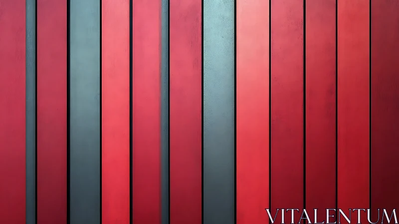 Vertical red and gray wall panels form a strict striped surface