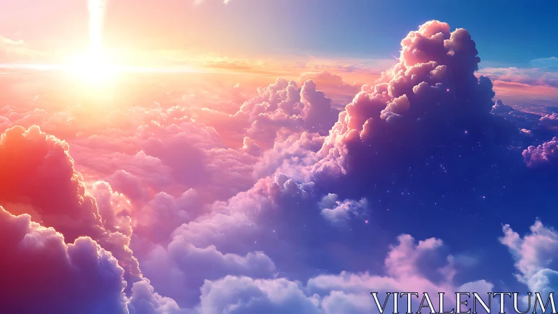 Sunrise dreamscape drifting over luminous cotton clouds.