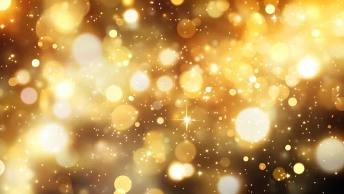 Golden bokeh light field fills frame with soft glowing circles