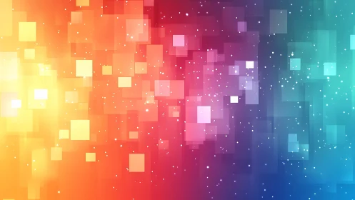 Colorful gradient squares background with glowing light.