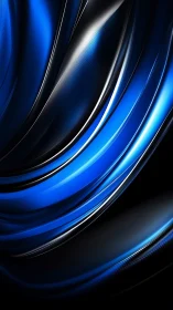 Glowing blue metallic waves sweep softly across deep black