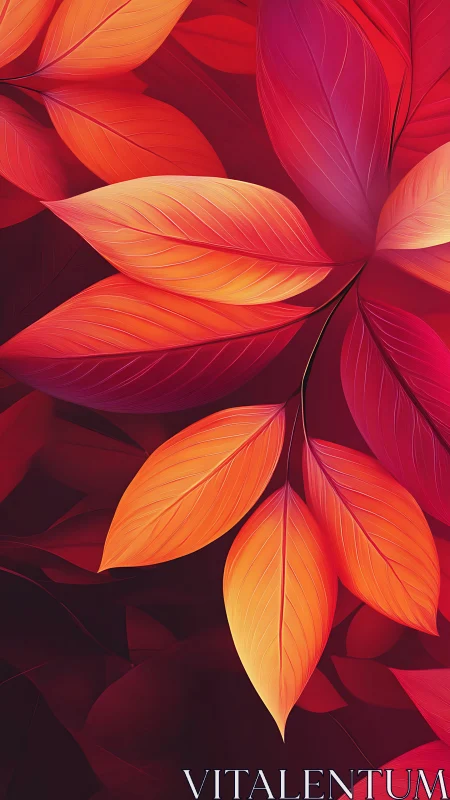 Radiant sunset leaves drifting in a rosy twilight hush.