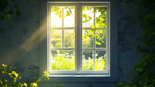 Sunlit garden leans through a quiet window to wake the room