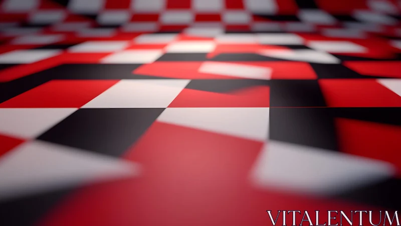 Abstract red, black, and white checkered pattern with soft blur effect.