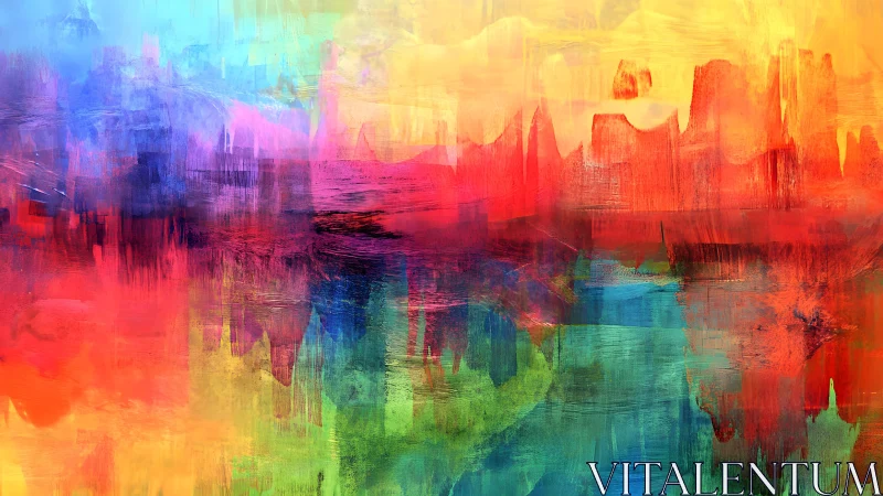 Vibrant Abstract Cityscape Painting with Bold Brushstrokes.