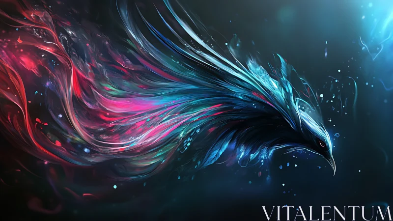 Celestial feathered comet streaking through liquid starlight.