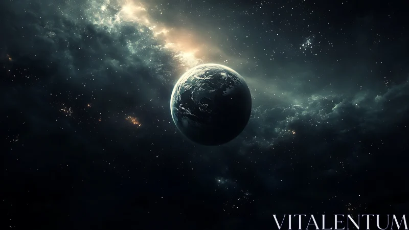 Earth is rendered in space with backlit atmospheric illumination