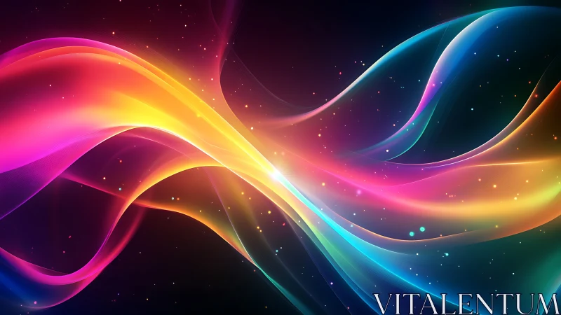 Cosmic color rivers swirl through a neon-breathing night sky.