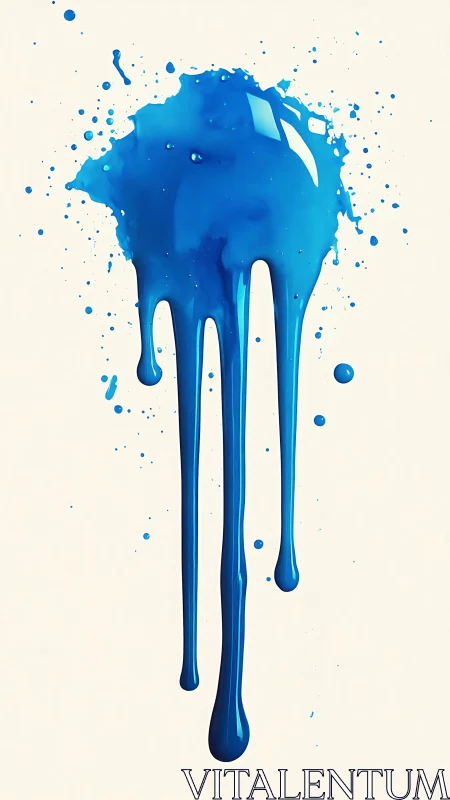 Cobalt blue acrylic drip with splatter on neutral backdrop