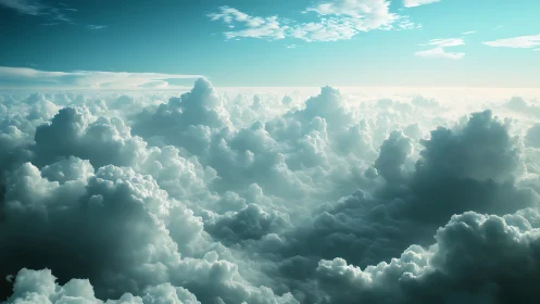 Soft sky kingdoms drifting in endless morning light.