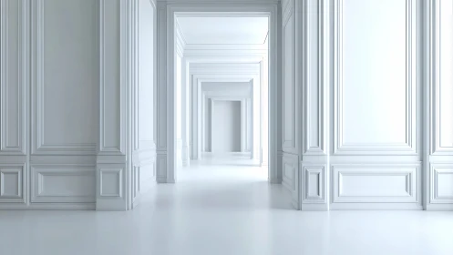 Endless corridor of minimalist white architecture and symmetry