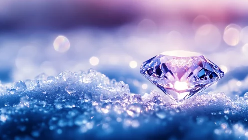 Luminous diamond lounges on frosted starlight crystals