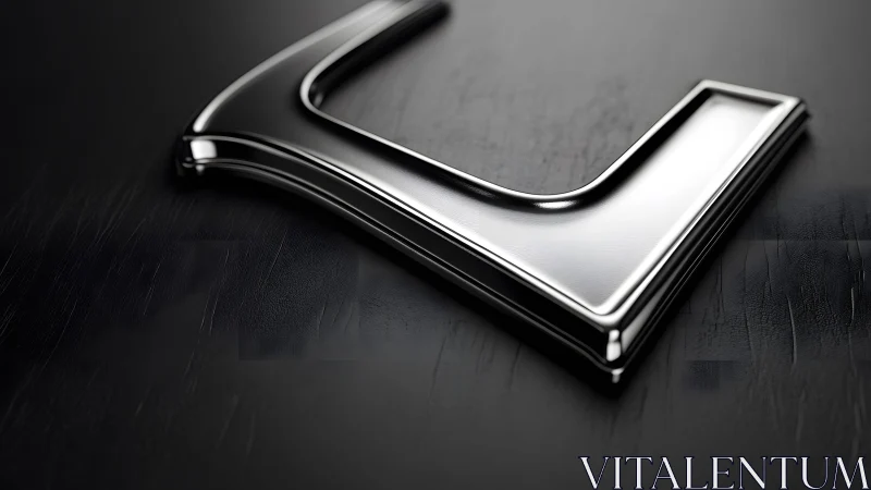 Sleek Metallic L-Shaped Object on Dark Textured Surface.