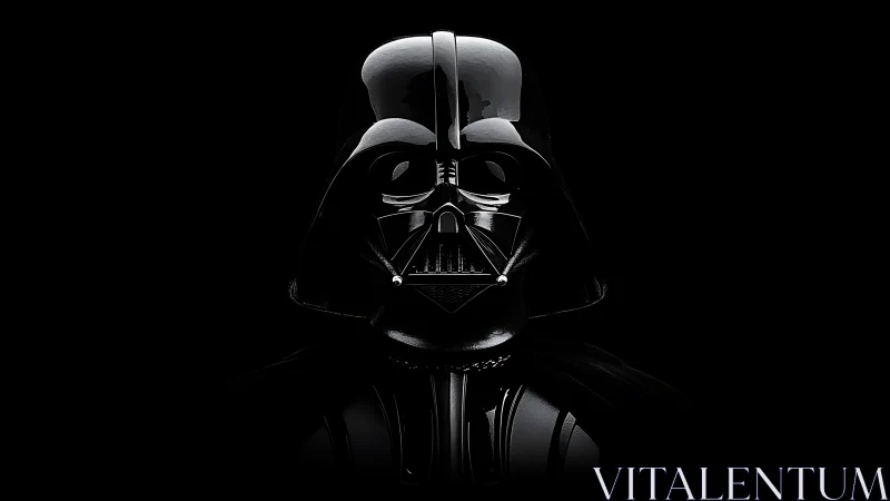 Black armored helmet in frontal view on dark background.