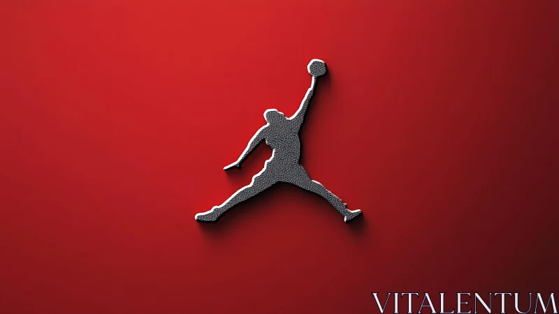 Elevated basketball jump silhouette on sleek red field.