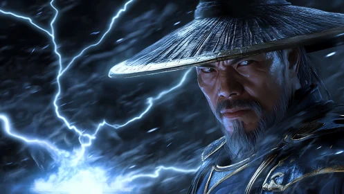 Electrified warrior rendered in high-detail volumetric lighting.