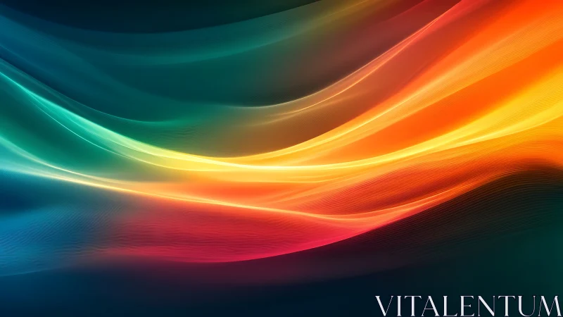 Glowing rainbow waves drifting softly through deep twilight.