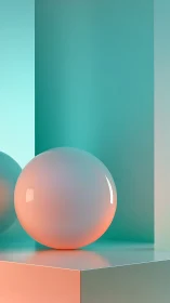 Soft glow spheres in calming teal and peach light.