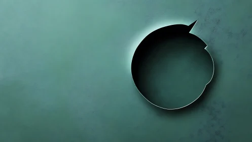 Circular void cutout on textured teal surface plane.