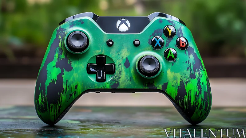 Xbox Controller Custom Neon Green Design Spray Paint.